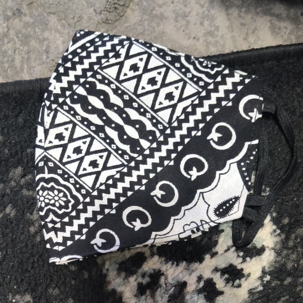 Geometric Black and White Face Mask